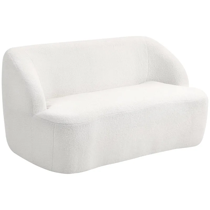 Dvoumístná pohovka, zakřivený design, fleecové čalounění, krémově bílá