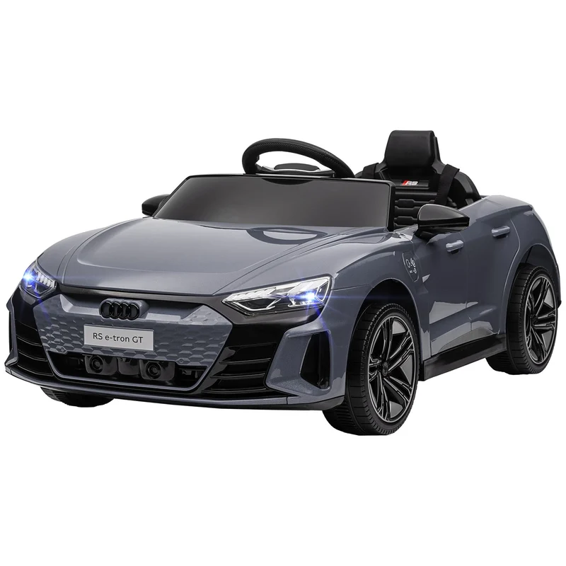 Elektrické auto pro děti s dálkovým ovládáním, bezpečnostním pásem, hudbou, šedé