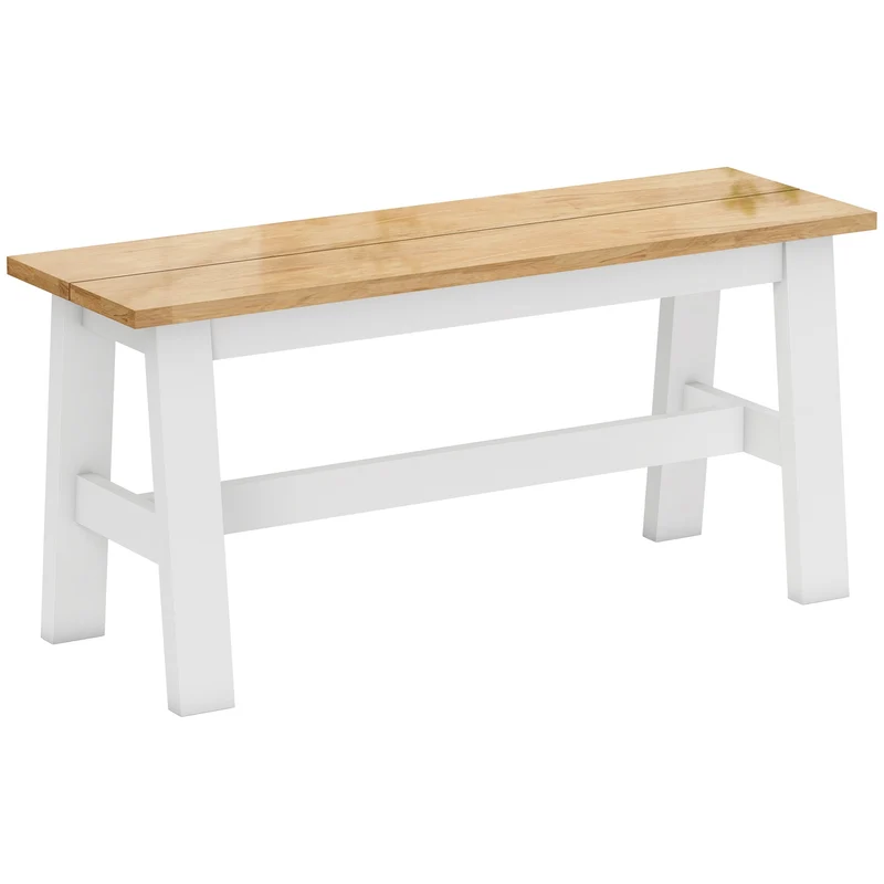 Dřevěná lavice pro 2 osoby, dubový povrch, kaučukové dřevo, výška 45 cm