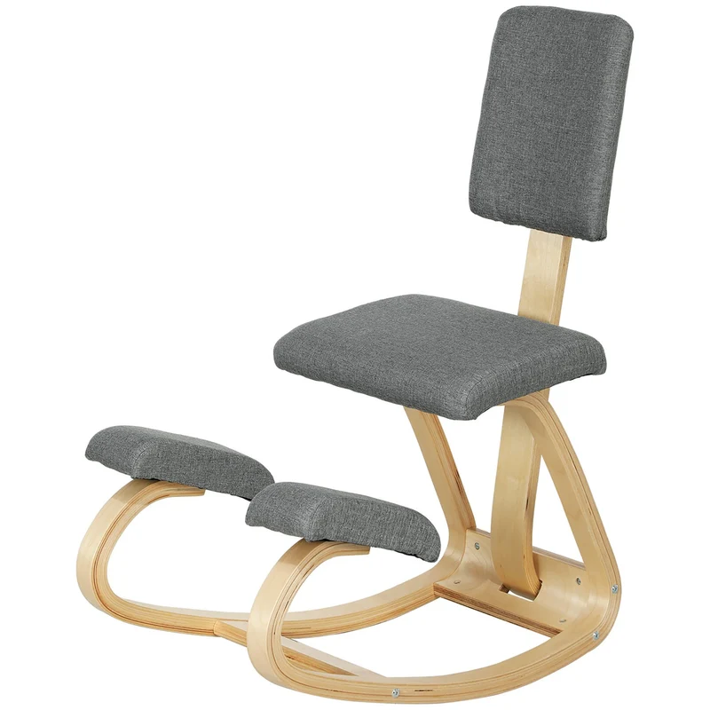 Ergonomická klekačka, březové dřevo, šedá, do domácnosti i kanceláře