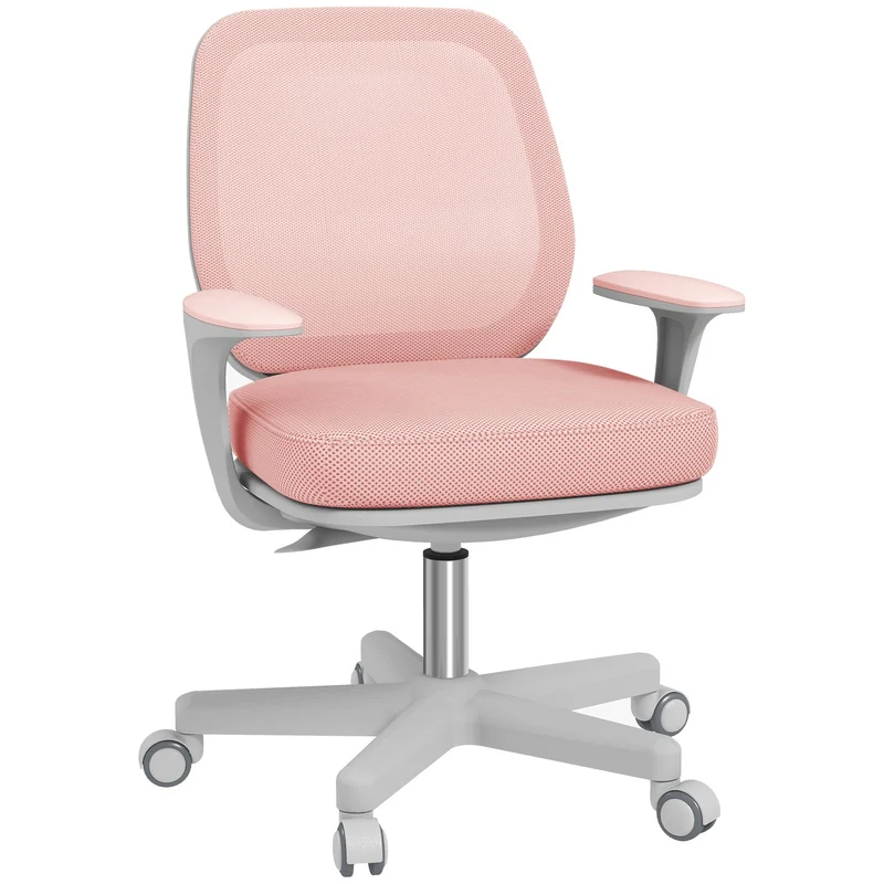 Ergonomická kancelářská židle, výškově nastavitelná, růžová, otočná o 360°