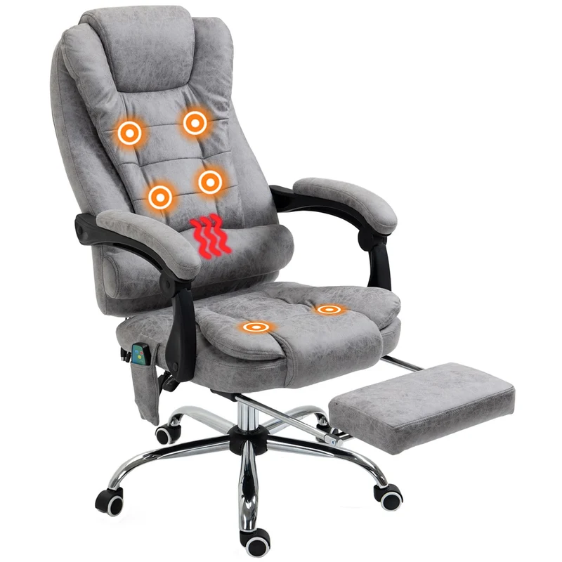 Ergonomická kancelářská židle s masáží, naklápěním a vyhříváním, šedá