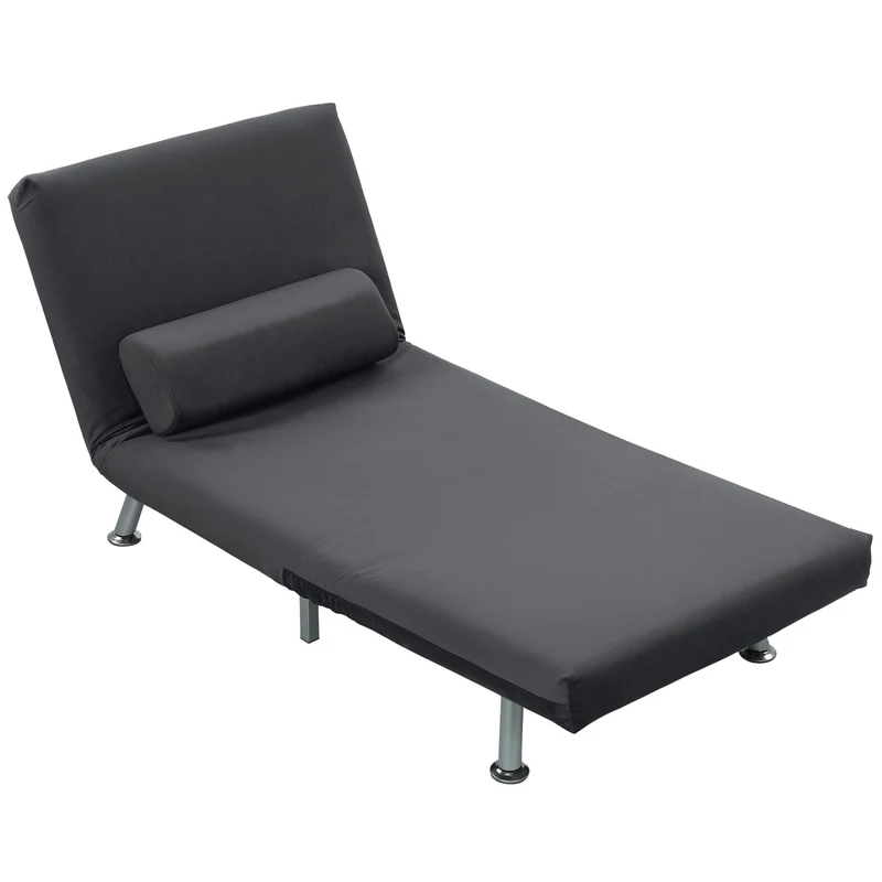 Skládací křeslo s funkcí lůžka, skládací relaxační křeslo se sametovým vzhledem, nastavitelná opěrka zad, 75 x 70 x 75 cm, tmavě šedé