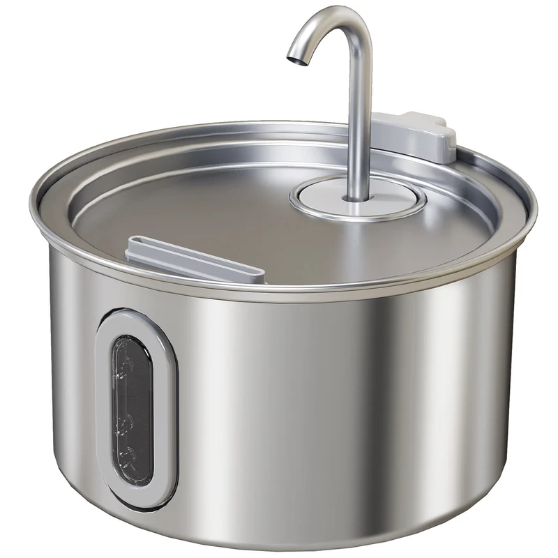 Fontána pro kočky 2,5 l, napájecí fontána pro kočky s tichým čerpadlem, LED a aktivním uhlíkovým filtrem, 19,4 x 19,4 x 18,7 cm