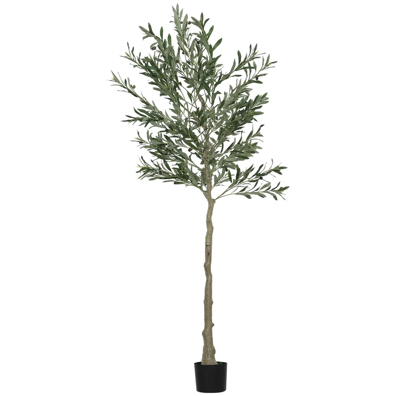 Umělý olivovník, 180 cm, 900 listů, 40 oliv, robustní květináč, dekorativní rostlina, zelený