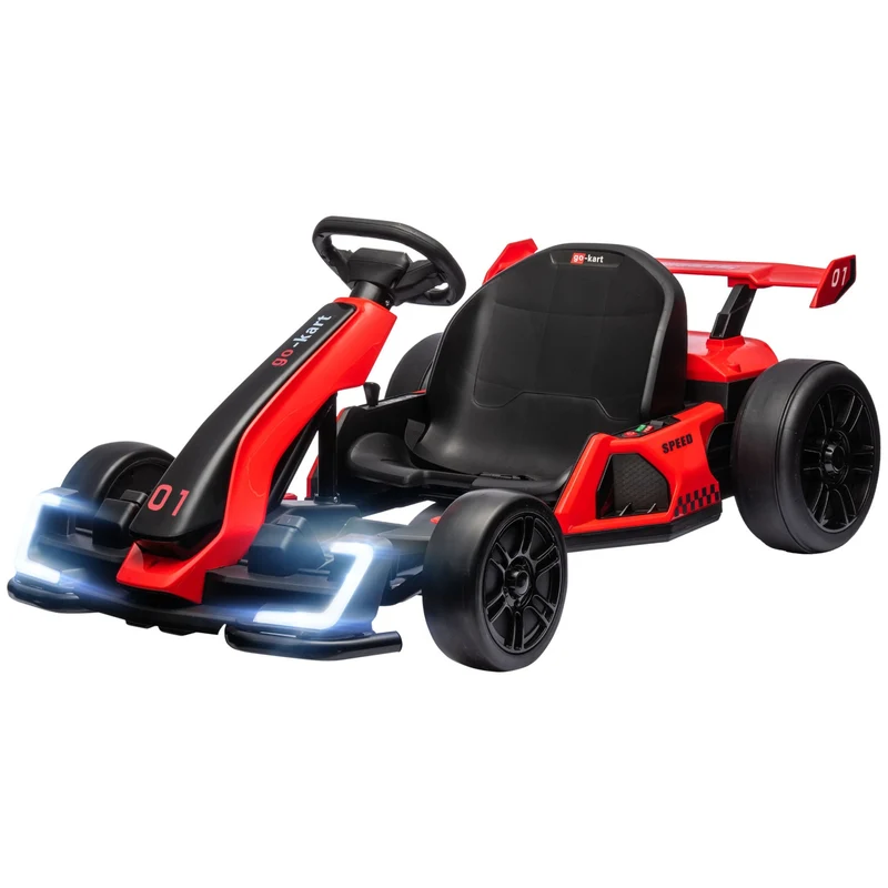 Dětská motokára, elektrická motokára s klaksonem a funkcí hudby, nastavitelné sedadlo, rychlost až 12 km/h, plast, kov, červená
