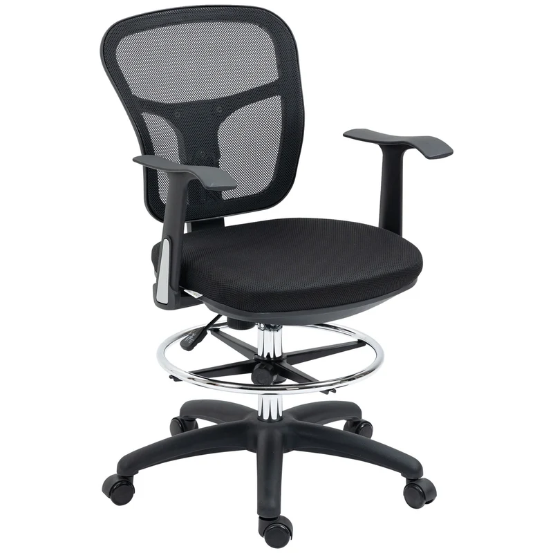 Ergonomická kancelářská židle ze síťoviny, černá – nastavitelné područky a opěrka nohou