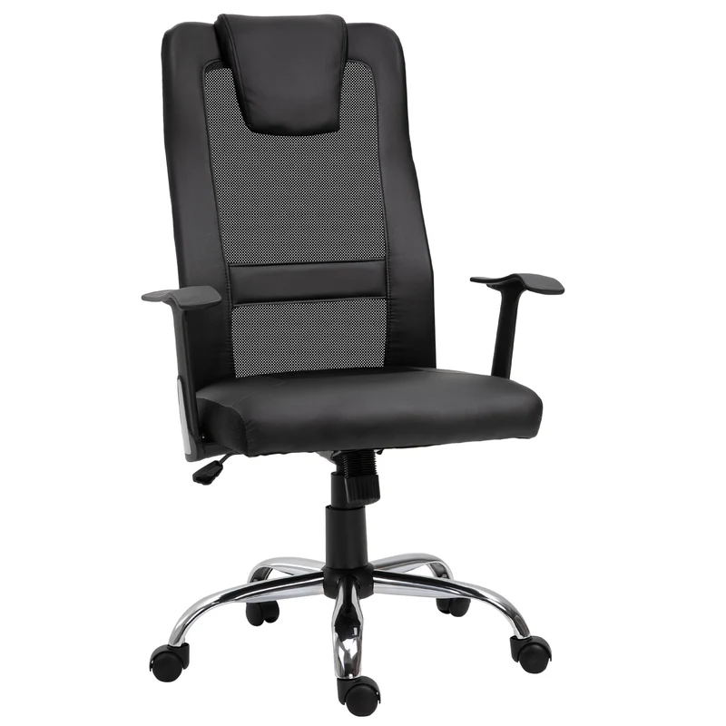 Ergonomická kancelářská židle z černé PU kůže, výškově nastavitelná