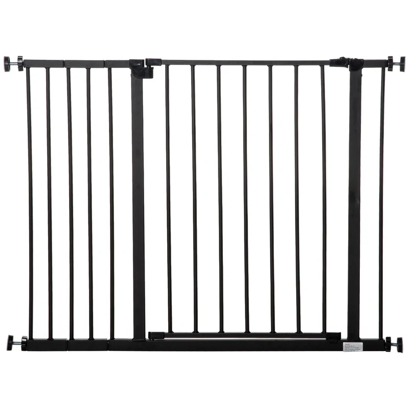 Branka pro psy – černá ocel, bez vrtání, 76-107x76cm
