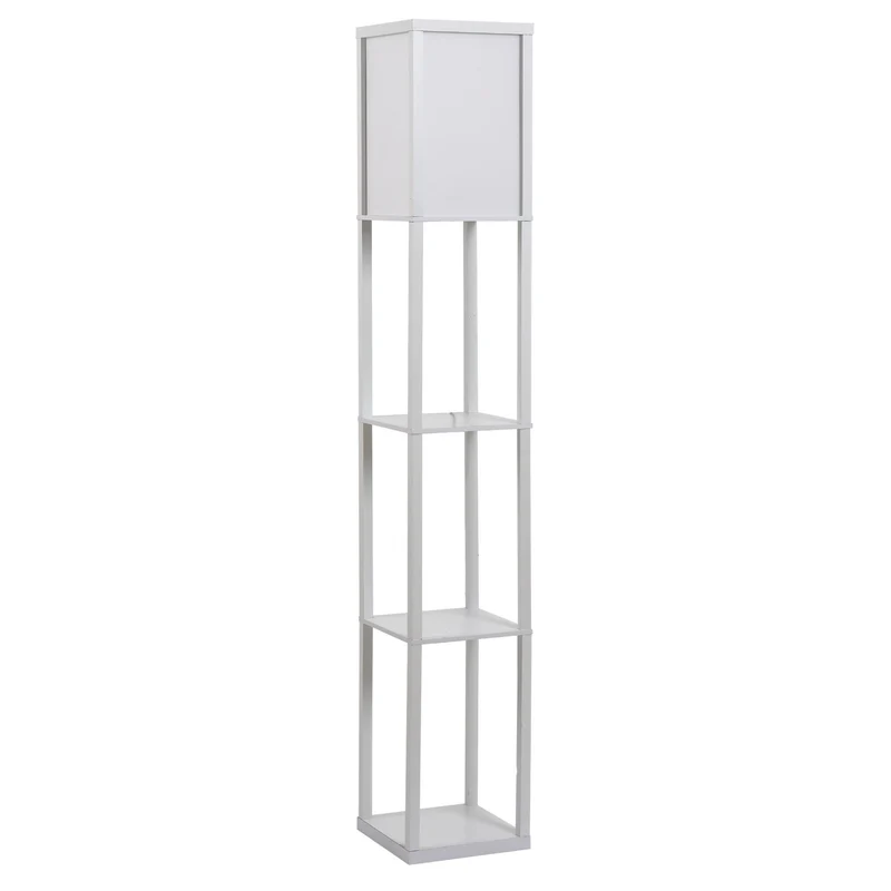 Stojací lampa se 3 policemi, objímka E27, bílá, 26x160cm