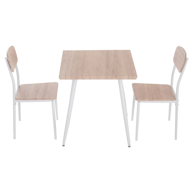 3dílná jídelní sestava – MDF a kov, imitace dřevěných vláken a bílá