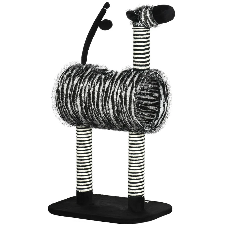 Kočičí strom se škrabadlem a tunelem, design Zebra