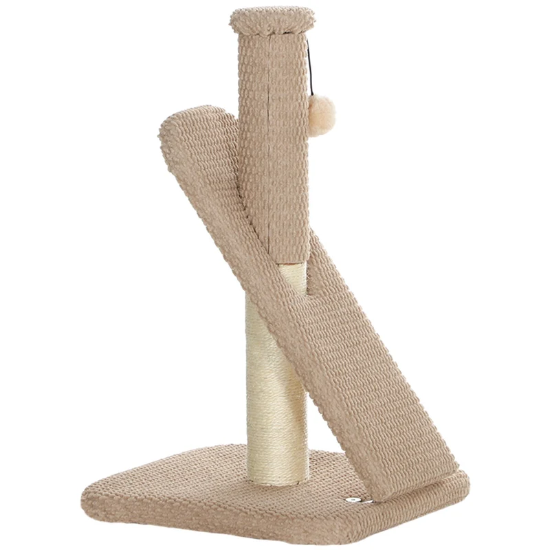 Škrabadlo pro kočky, 54 cm, sisal, krémově bílé s hracím míčkem