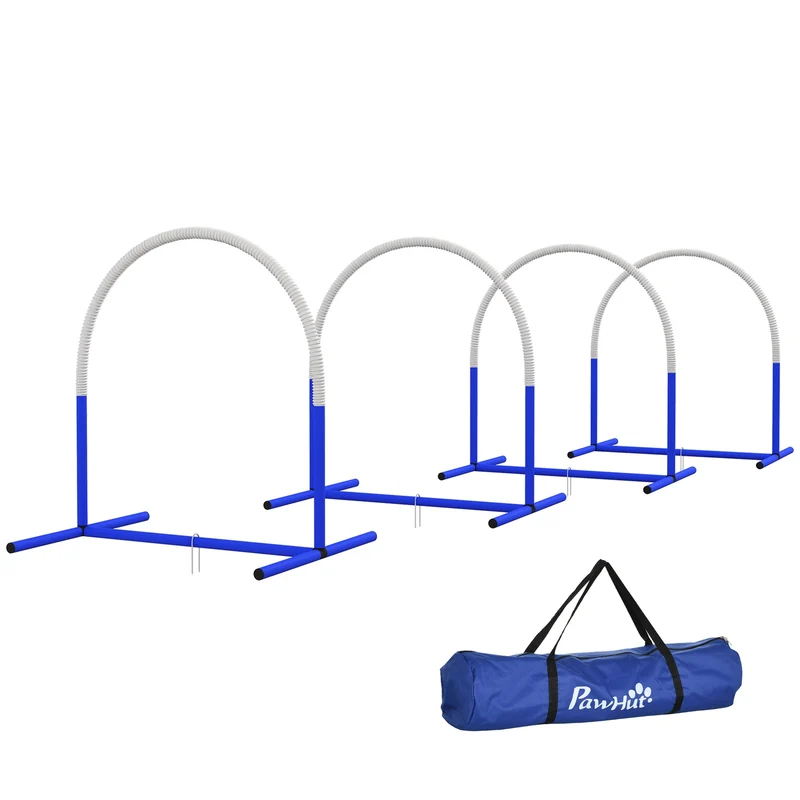 Sada agility pro psy se 4 tyčemi a taškou, přenosná a odolná