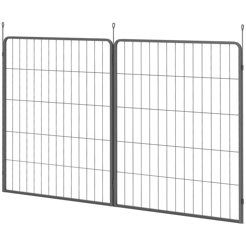 Venkovní psí plot, sada 2 ks, ocel, 80x100 cm, černý