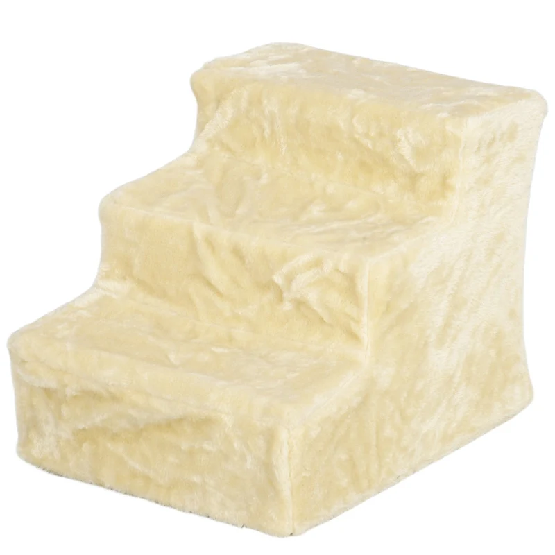 Třístupňové schůdky pro domácí mazlíčky, 35 cm, plyšové, pro kočky/psy do 4,5 kg