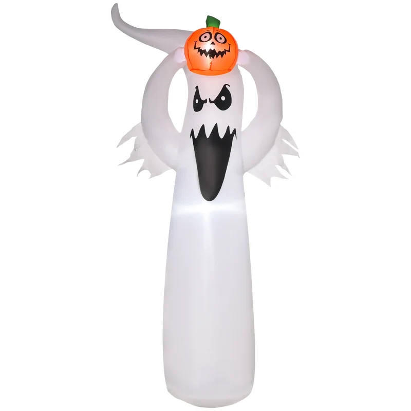 Halloweenská LED nafukovací dekorace ducha, 1,8 m, polyester