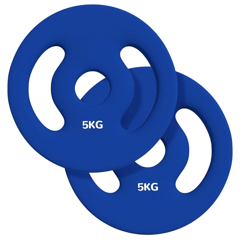 2 x 5 kg modré kotouče na činky, otvor 30 mm