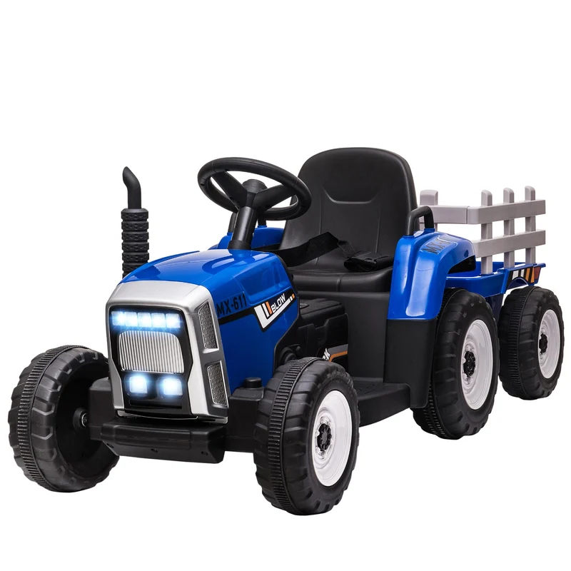 Dětský traktor s dálkovým ovládáním, MP3 a světlomety, modrý
