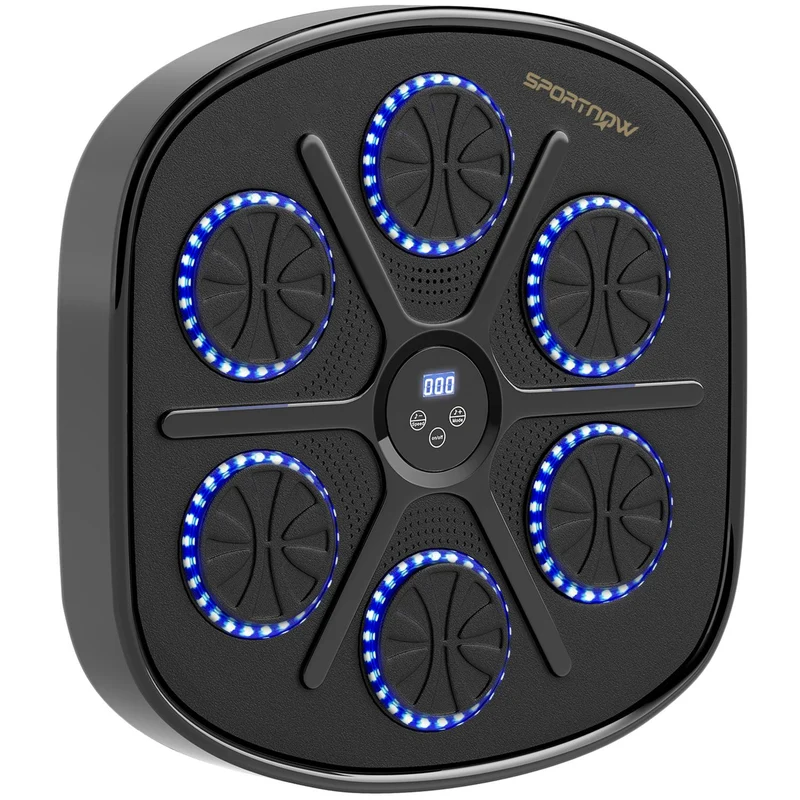 Hudební boxovací automat, elektronický boxovací automat s Bluetooth a LED světly, hudbou, nástěnný boxovací terč pro dospělé, domácí trénink, černý