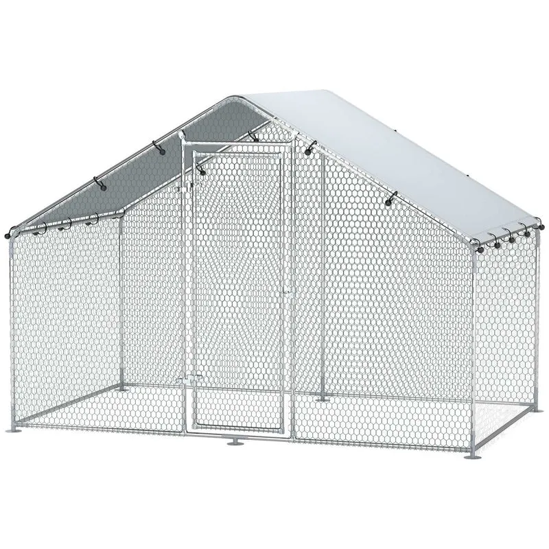 Kurník z pozinkované oceli s vodotěsnou střechou, 3x1,7x1,9 m