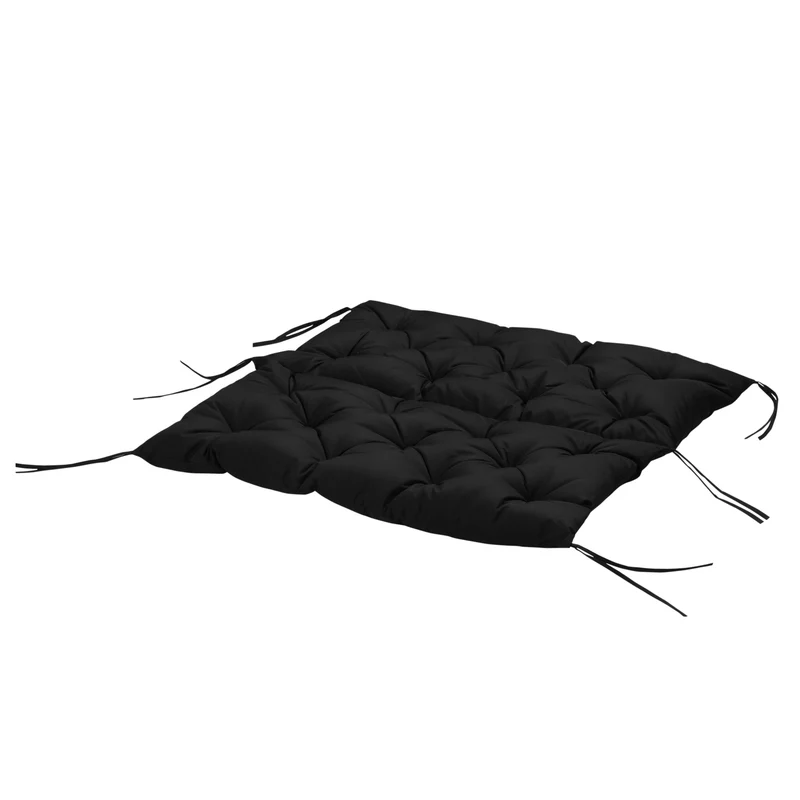 Černý polštář na lavici pro 3 osoby s popruhy – 100x98x8 cm