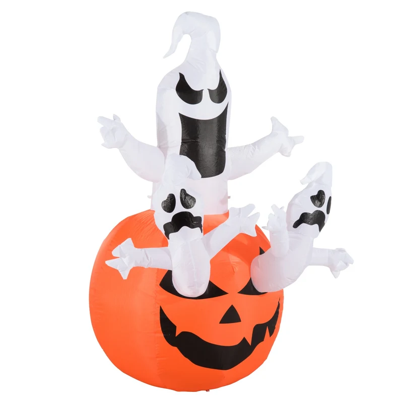 Nafukovací halloweenská dekorace ducha s LED osvětlením, 120x180 cm