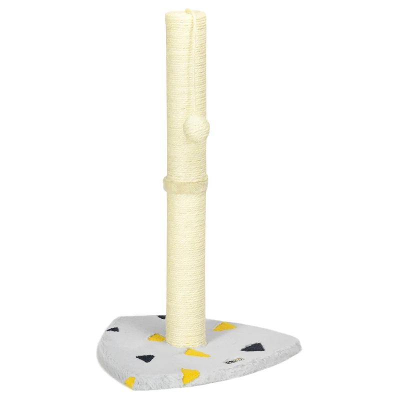 Škrabadlo pro kočky, 62 cm, juta s míčkem – světle šedé/béžové