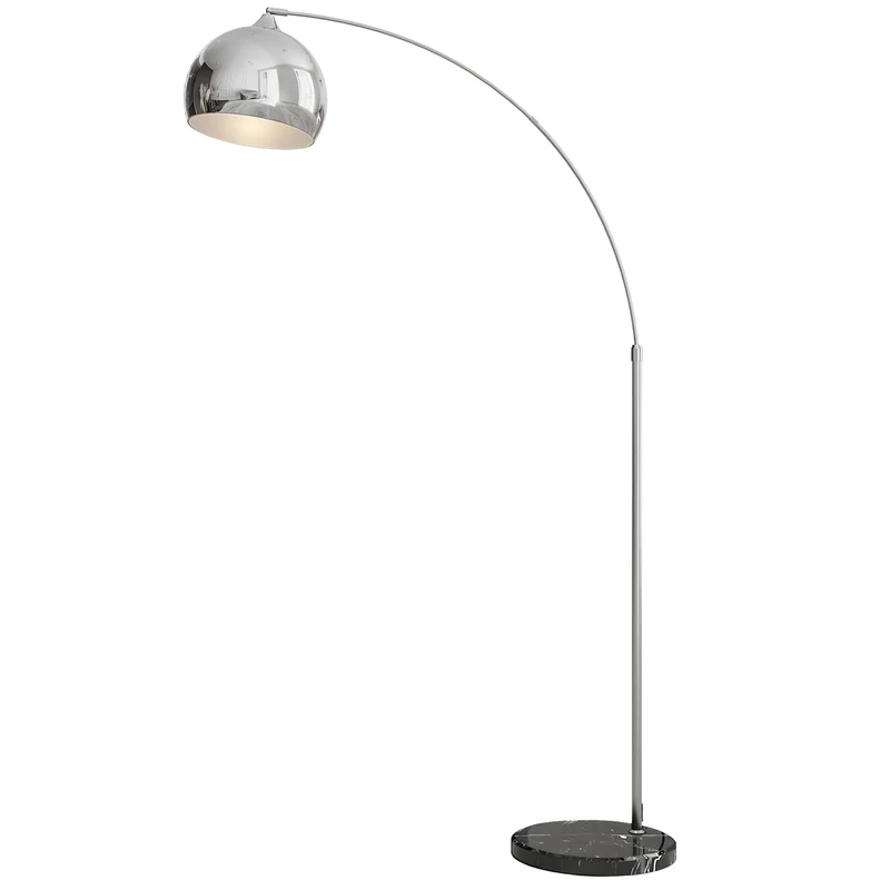 Stojací lampa s nastavitelnou výškou a žárovkou, stříbrná objímka E27