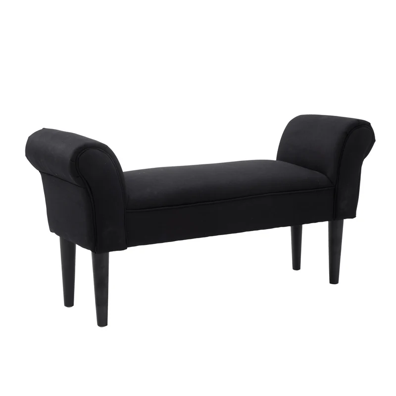 Černá čalouněná lavice do ložnice – MDF a pěna, 102x31x51 cm