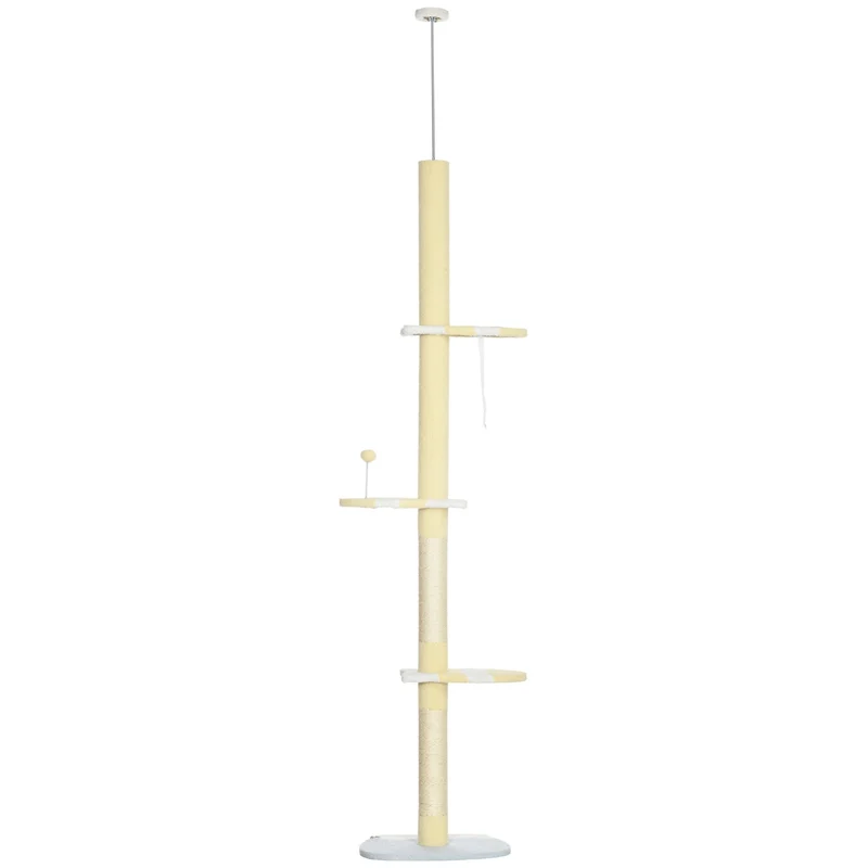 Nastavitelný škrabací sloupek pro kočky s míčkem na hraní, 220-260 cm