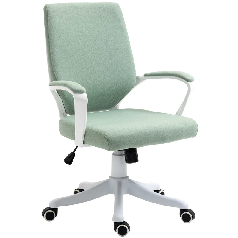 Ergonomická zelenobílá kancelářská židle, houpací funkce, otočná o 360°