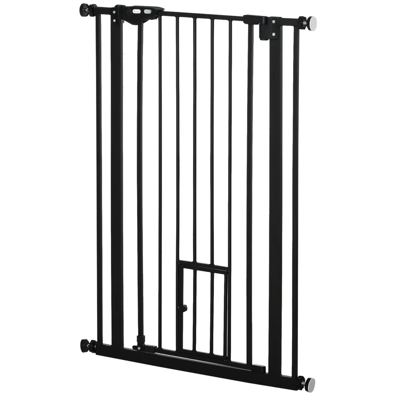 Nastavitelná zábrana pro psy s automatickým zámkem | 74-80x104cm, bez vrtání, černá