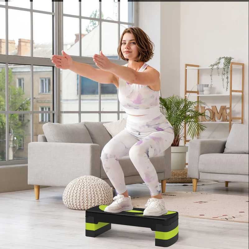 Nastavitelný aerobní stepper – 3 výšky, nosnost 150 kg, zelený