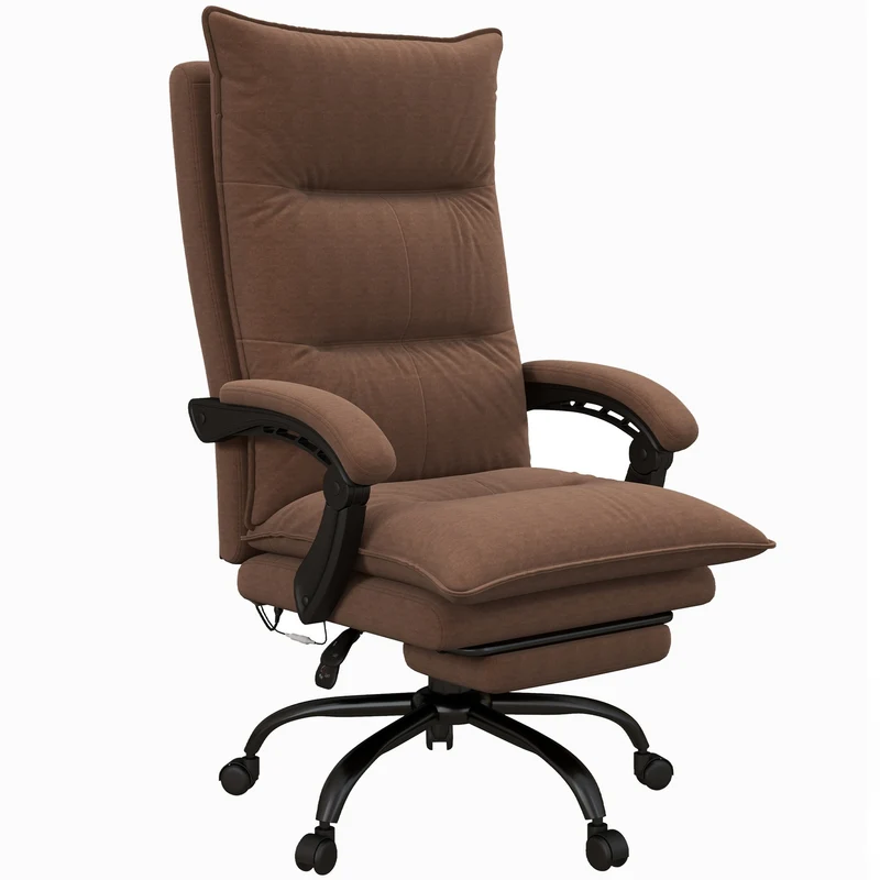 Ergonomická kancelářská židle s masáží, sklon 155° – hnědá