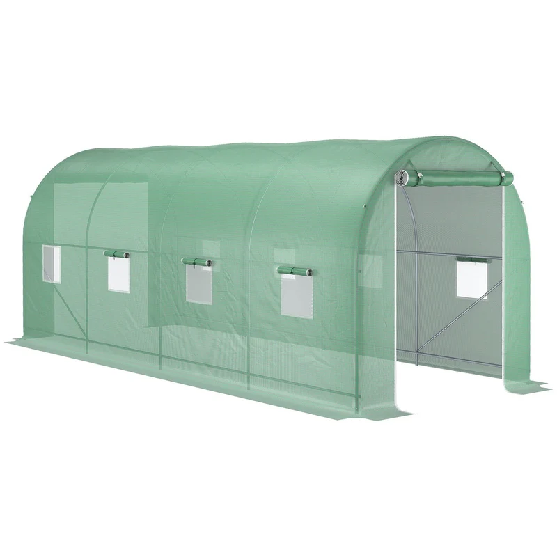Polykarbonátový fóliovník se síťovými okny, zelený, 5x2x2,1m