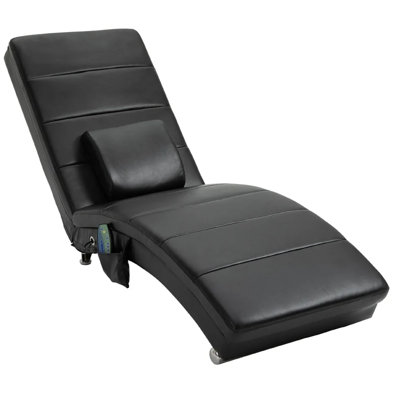 Masážní relaxační křeslo, vysoké opěradlo, umělá kůže, černé