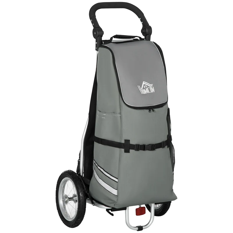Nákladní cyklovozík a nákupní vozík, 55 l, hliníkový, šedý