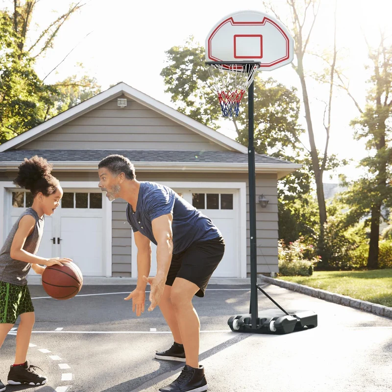 Nastavitelný basketbalový koš pro děti, 194-249 cm, černý