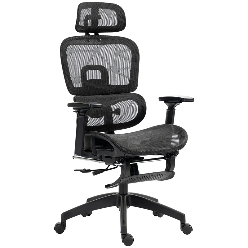 Ergonomická kancelářská židle s opěrkou hlavy a bederní opěrkou, otočná
