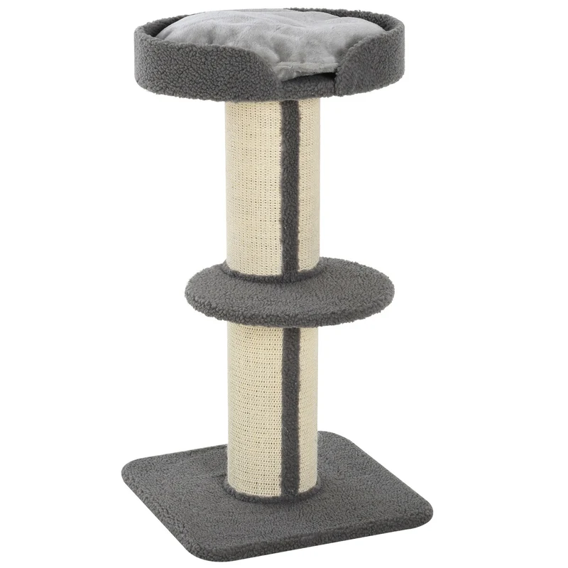 Škrabadlo pro kočky, nosnost 30 kg, sisal, šedá plošina