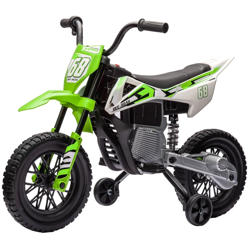 Elektrická motorka pro děti, 12 V, hudba, 3–6 let, zelená