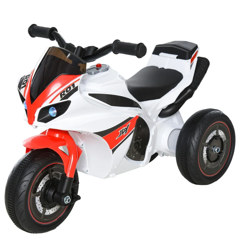 Dětská hračka – motocykl s hudbou, bílý, 18–36 měsíců