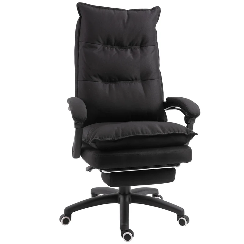 Ergonomická kancelářská židle s masáží a polohováním, s podnožkou, černá
