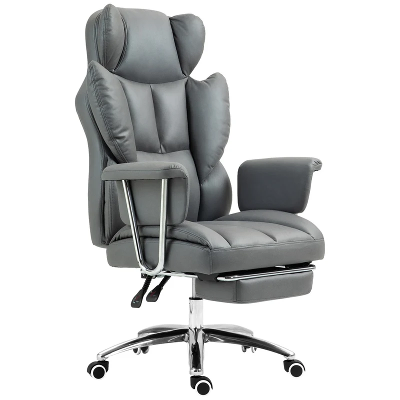Ergonomické polohovací kancelářské křeslo s podnožkou, tmavě šedé