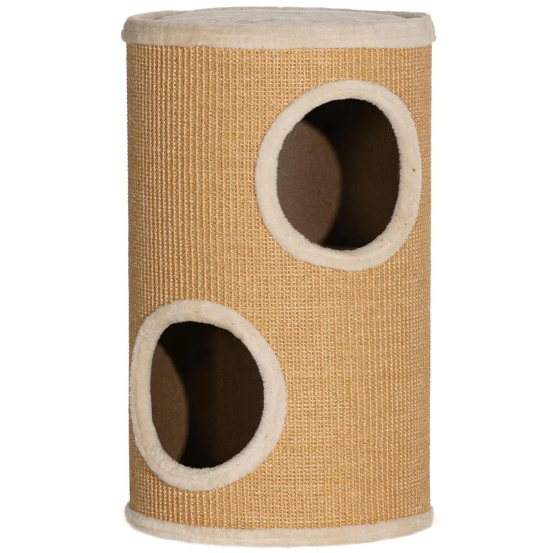 Kočičí škrabací válec se 2 skrýšemi, sisal, 60 cm