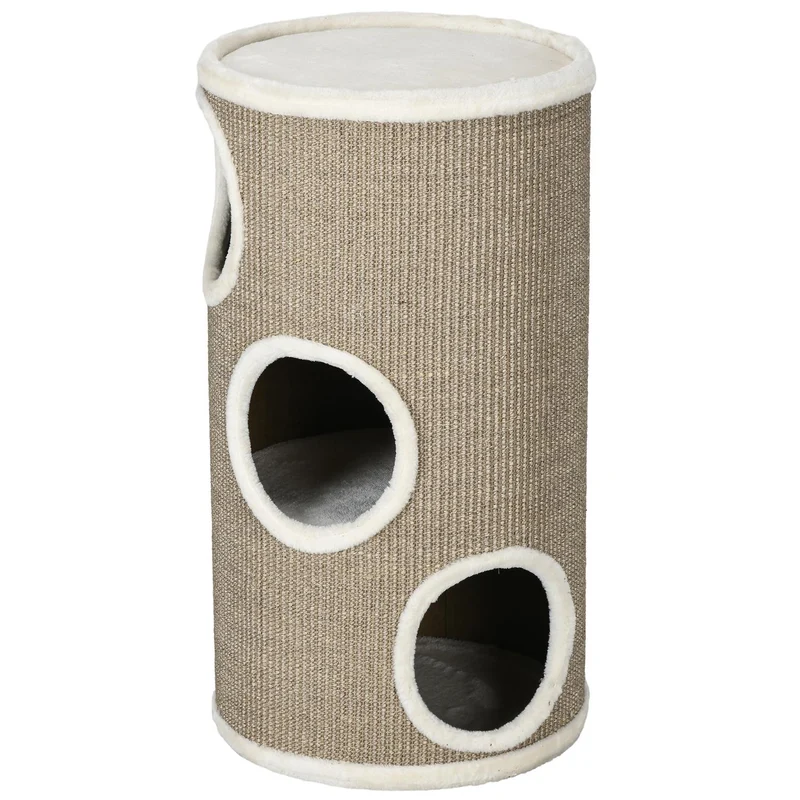 Škrabadlo pro kočky, 3 úrovně, sisal a plyš, 70 cm