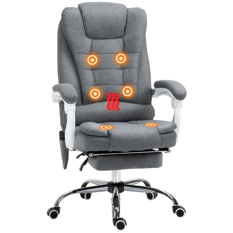 Ergonomická kancelářská židle s vyhříváním, masáží a podnožkou