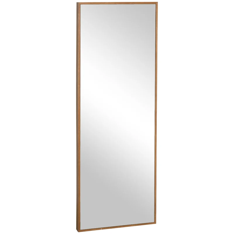 Nástěnné zrcadlo 125x45 cm – dřevěný rám, přírodní povrchová úprava