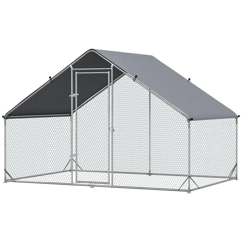 Ocelový kurník s krytem – pro 4–6 kuřat, 300x200x200 cm